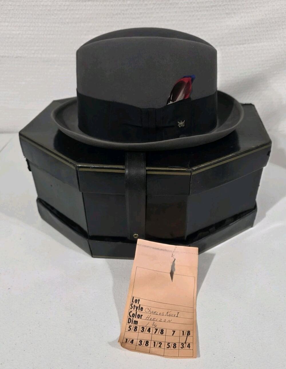 CHARLES KNOX Hatter Fedora Hat with Feather Vintage Size 7 1/8
